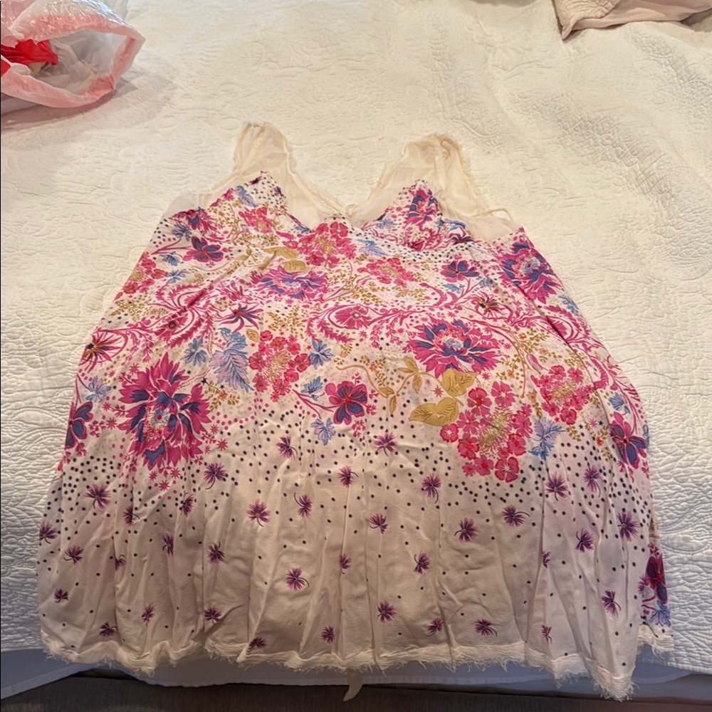 Floral Sleeveless Dress with Pink and Purple Accents